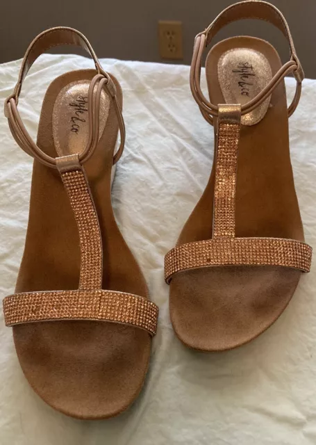 Style & Co Womens Rose gold Wedge Sandals 7.5 M