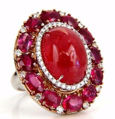 Vintage 20CT Rhodonite Ruby Gemstone Cocktail Cluster Ring Pure 925 Real Silver