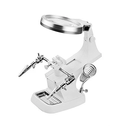 Glam Hobby LED Light Helping Hands Magnifier Station - 3X 4.5X USB White