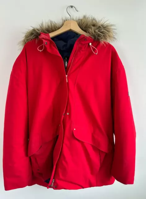 Helly Hansen Parka Heavy Polartec Faux Fur Hood Coat Mens Red 5XL