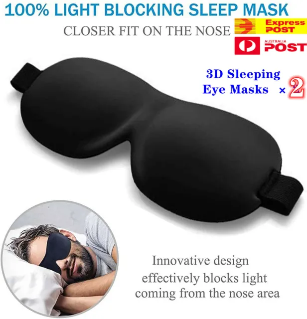 2x Sleep Mask,3D Contoured Blinder&Blindfold,Night Travel Aid Blackout Eye Masks