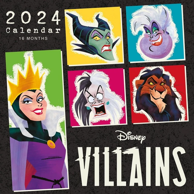 DISNEY VILLAINS CALENDAR 2024 Month to a View Planner 30cm x 30cm