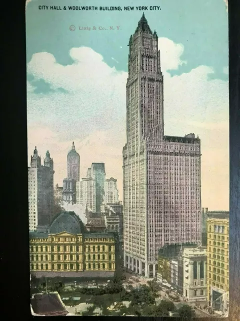 Vintage Postcard 1907-1915 City Hall Woolworth Building New York City NY