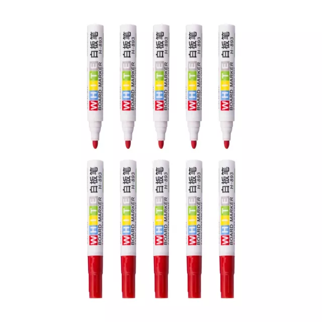 10Red Dry Erase Whiteboard Marker Pens Easy Wipe School Offic Marker Longlasting