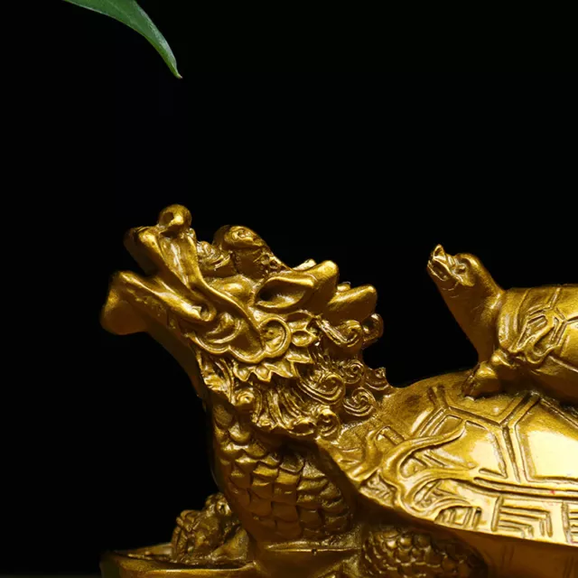 1pc Gold Feng Shui Dragon Turtle Tortoise Statue Figur Münzgeld Vermögen Glüc F1