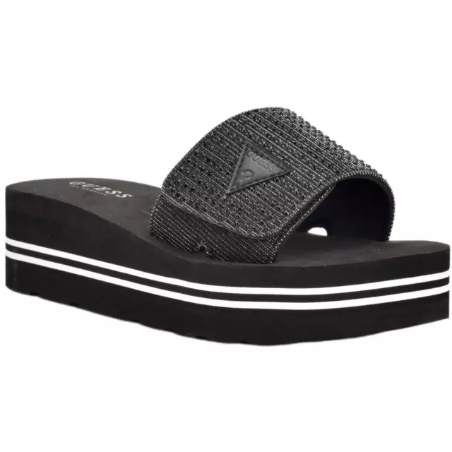 Guess Womens Abet Rhinestone Slip On Platform Slide Sandals Shoes BHFO 6424