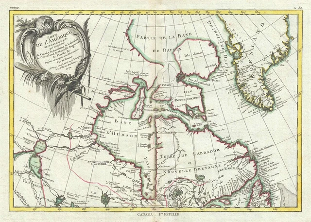 1771 BONNE MAP of the Hudson Bay, Canada $738.57 - PicClick CA