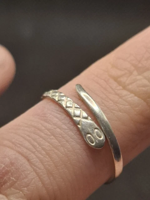 Bague Serpent En Argent Massif 925 - Taille 56 - Occasion Vintage - Style Jonc Alliance Créateur