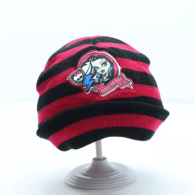 Monster High Girls Pink Striped Acrylic Beanie One Size