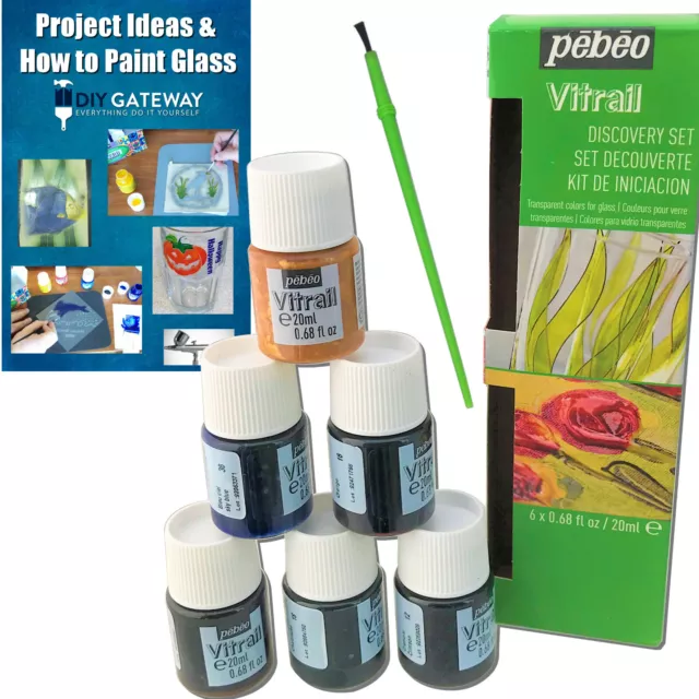 Permanent Glass Paint Stain Kit, Solvent Based 6 Pack, 20ml Professional Finish