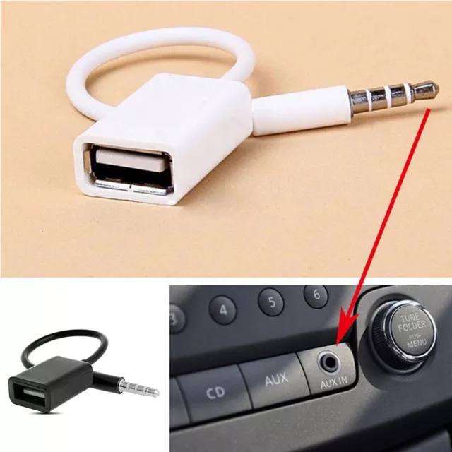Mini M/F Car MP3 Cable Converter AUX Adapter 3.5mm Male To USB 2.0 Female