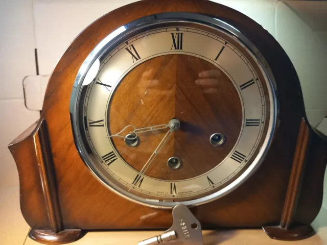 Smiths Westminster Chime Walnut Mantle Clock In Superb Condition And In 100% Fwo