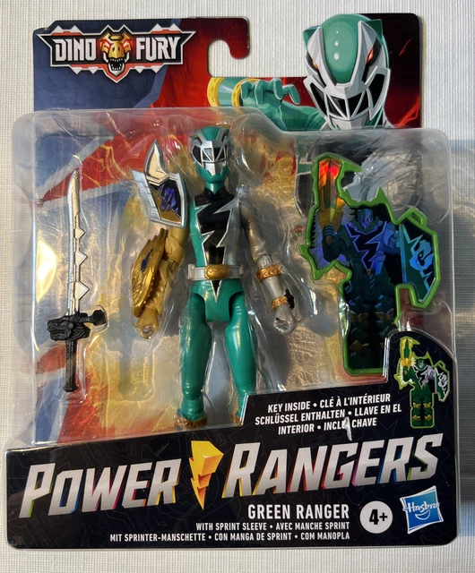 Power Rangers Dino Fury, Ranger Vert avec Manche Sprint, Figurine de 15 cm avec clé Dino Fury et Sabre Chromafury Multicolore