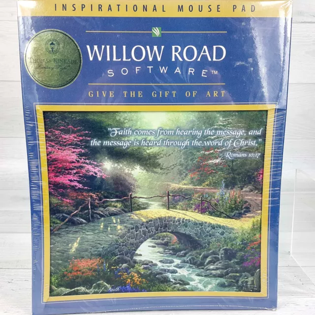 Vintage Thomas Kinkade Inspirational Mouse Pad Romans 10:17 Bridge of Faith NEW
