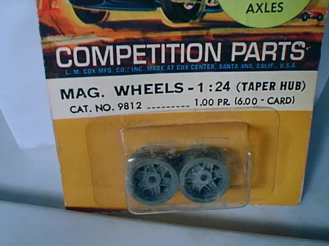 1/24 Cox #9812 Ford GT magnesium front slot car Shelby wheels TAPER HUB MIP MS