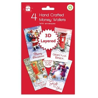 Christmas Hand Crafted Traditional Money Wallets Pack of 4 by Gift World