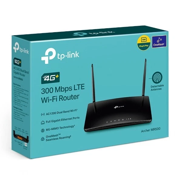 TP-Link Archer MR500 Modem Router 4G+ LTE Cat6 , 300Mbps Wi-Fi Dual Band AC1200 