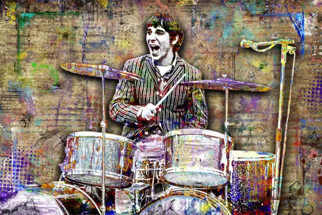 KETIH MOON 8x12in Poster, Keith Moon THE WHO Pop Artwork Free Shipping US