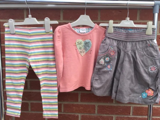Next 2-3 Y Rare BIG HAPPY SMILES Leggings Embroidered Tweed Shorts Cullotes Top