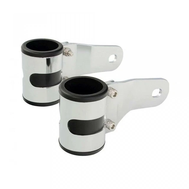 Paire De Supports De Phare Avant Chromés Diamètre 28 A 32mm