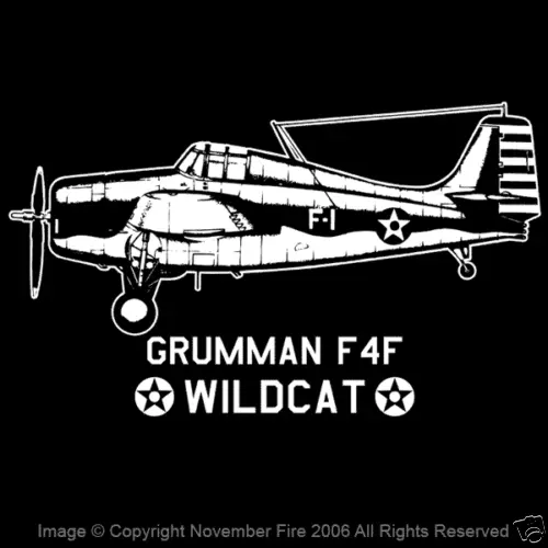 Grumman F4F Wildcat US Navy Fighter Pacific WW2 Wings of Glory War Shirt NFT283