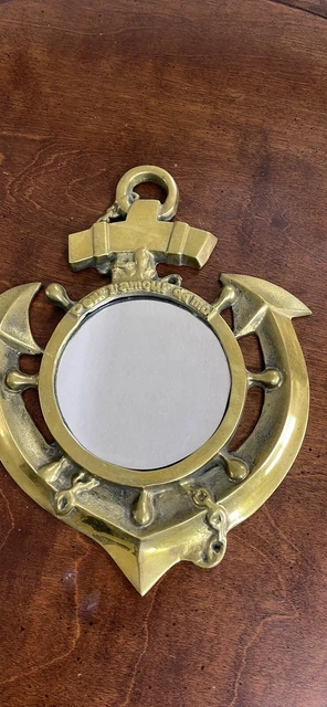 Early 20th Century Solid Brass Ships Anchor/Porthole Mirror