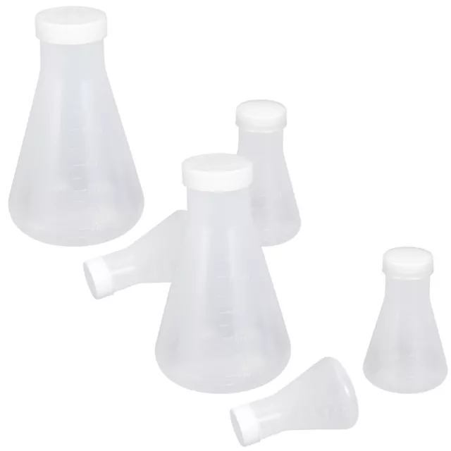 6 Pcs Plastic Erlenmeyer Flask with Stopper Conical Thicken