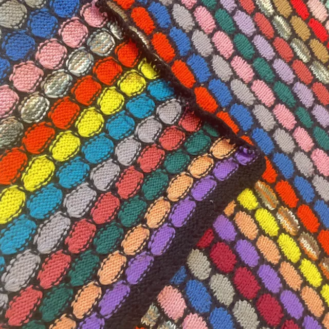 Vintage Handmade Crochet Knit Afghan Lap Blanket Bright Color Blocks 50x46”