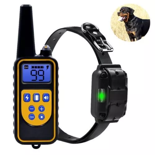 Waterproof Dog Training Electric Collar Rechargeable Remote Control 875 Yards