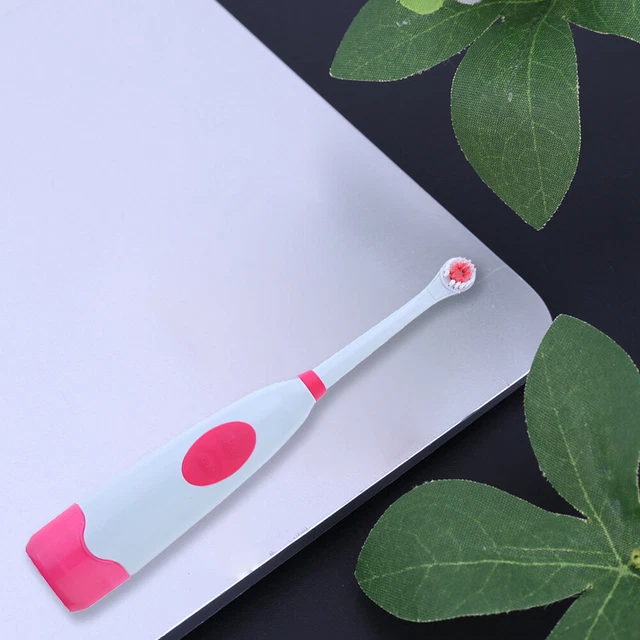 Cepillo de dientes eléctrico giratorio antideslizante impermeable con 2 cabezales de cepillo rojo