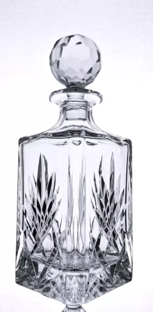 Stunning Heavy Lead Crystal Cut Glass Square Whisky Decanter - 26cm, 1.8kg