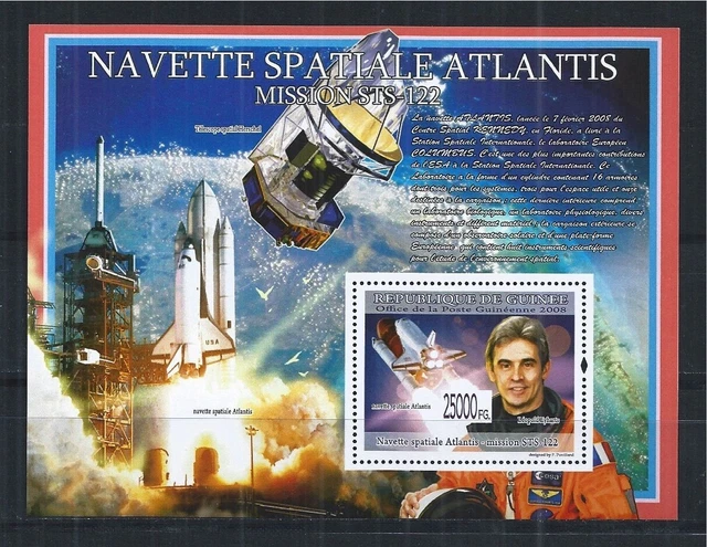 Guinea 2008 Block 1584 Space Shuttle Atlantis Mission Sts - 122 Atlantis