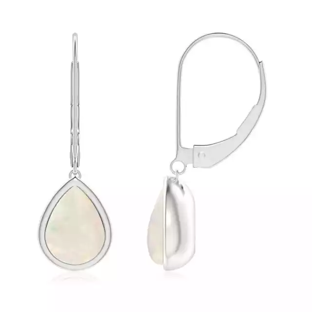 ANGARA 8x6mm Natural Opal Solitaire Drop Earrings in Sterling Silver for Women