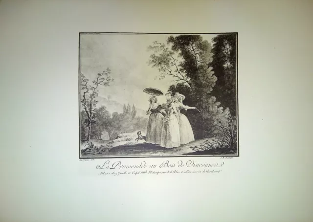 Gravure - EN PROMENADE AU BOIS DE VINCENNES d'après Lawreince