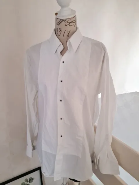 Camicia abito da smoking bianco Simpson & Ruxton bianco. Collana 17". "Petto 43"