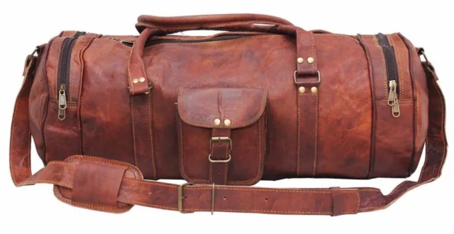20"-30" Vintage Leather Duffle Travel Overnight Weekend Gym Bag Holdall Luggage