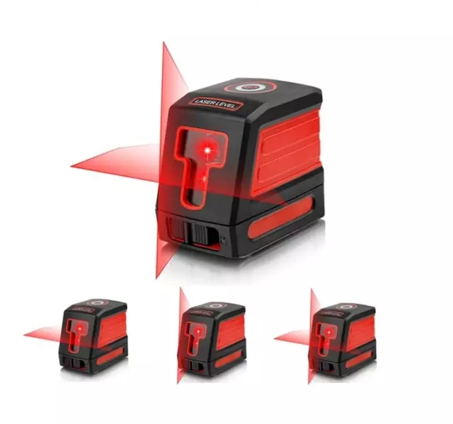 Red Beam Laser Level, Precise Self-Leveling, V or H or Cross, Batteries Included