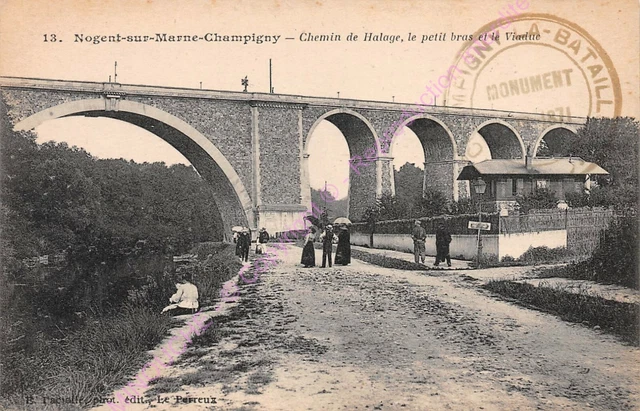 CPA 94130 Nogent On Marne Champigny Chemin Towpath Small Arm Viaduct EDT London