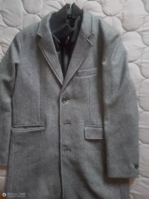 Manteau Homme Lainage Chaud Quasi Neuf Taille Xl Gris Chiné Marque Devred 1902