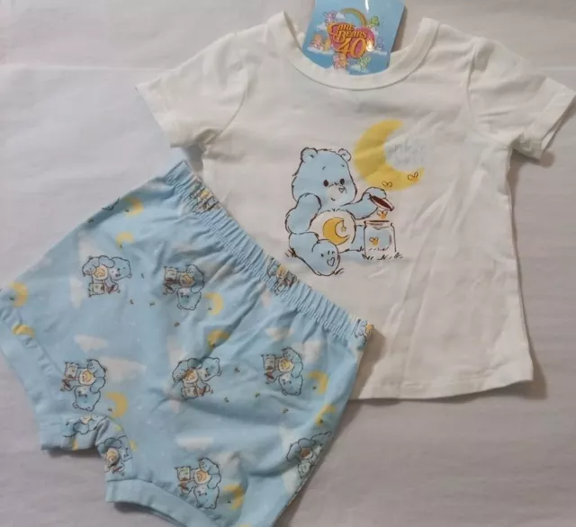 CARE BEARS Licensed Baby Boy Girl 2pc pyjamas pajamas pjs set blue NEW 0 , 1