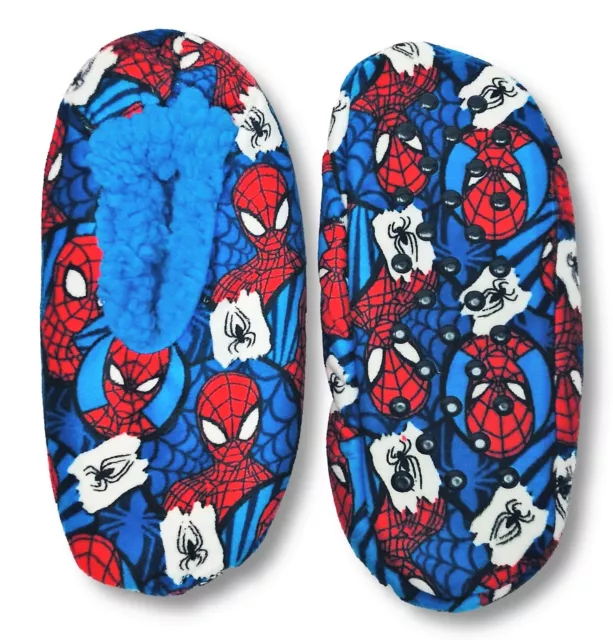 SPIDER-MAN MARVEL AVENGERS Fuzzy Babba Slippers Size 3T-4T (Shoe Size 8-10) NWT