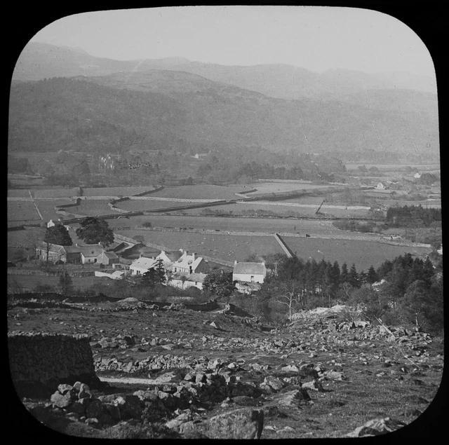 ESKDALE VALLEY & VILLAGE OF BOOT C1887 Magic Lantern Slide LAKE DISTRICT PHOTO