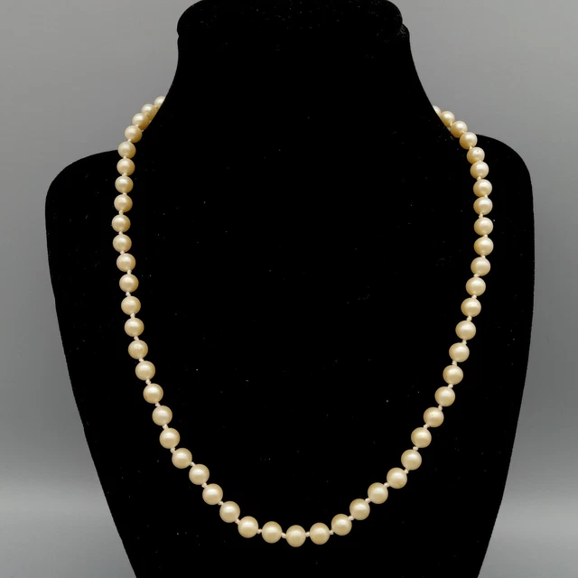 Regency Faux Pearl Japan Made Art Deco Knotted Strand Necklace High Luster VTG