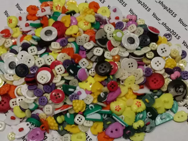 70g (150+) MIXED BUTTONS ACRYLIC FLOWER FRUIT ART CRAFT SEWING CARD SCRAPBOOK