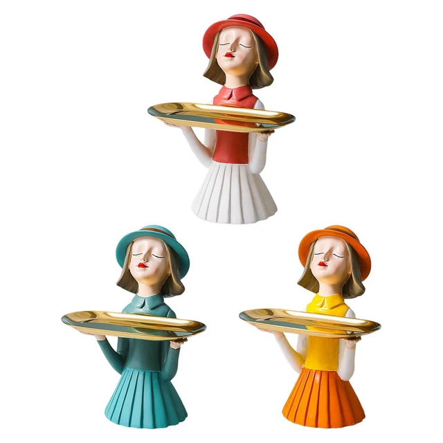 GIRL RESIN STATUE Box Figurine Sculptures Table Centerpiece Storage