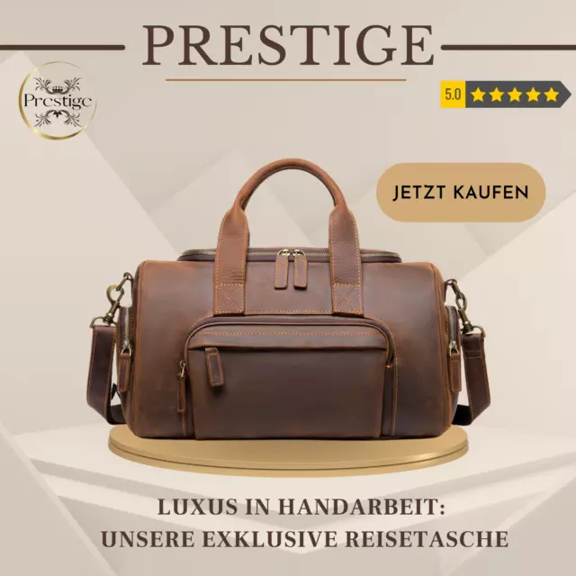 Premium Leder Reisetasche Weekender Herren Damen Tasche Handgepäck Vintage Sport