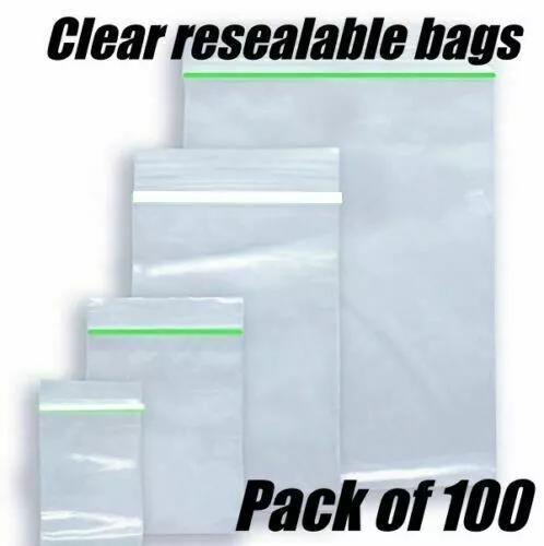 100 x Grip Seal Bags Clear Plastic Resealable Zip Lock Baggies Small UK Seller 3