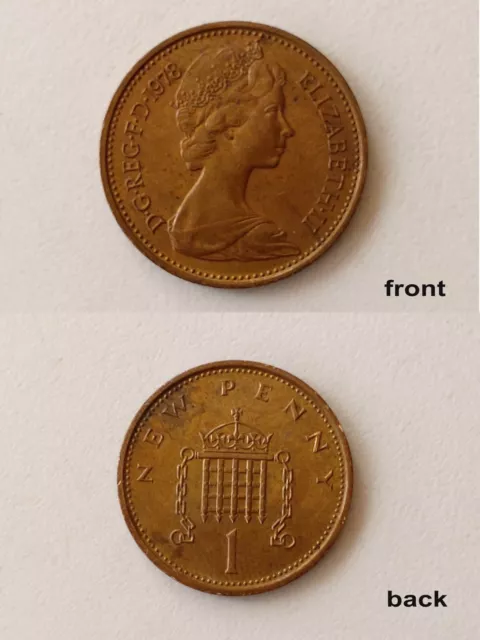 UK rare coin - NEW PENCE - 1 penny - Queen Elizabeth II - Year 1978