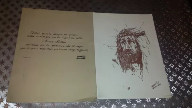 CINQUE DISEGNI MORENO CHIACCHIERA FOLIGNO 1976 Campagna Diffusione Sacra Bibbia 3