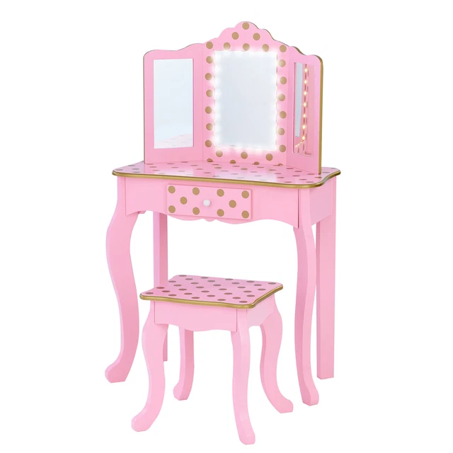 Juego de tocador y luces de juego Fantasy Fields para niños rosa claro/oro rosa TD-11670LL